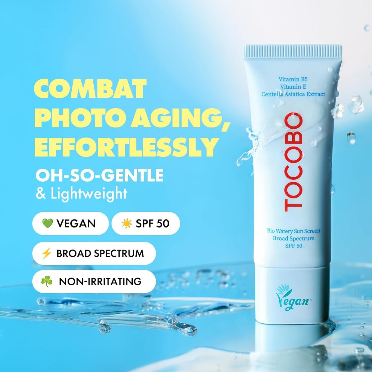 Tocobo Bio Watery SPF50+ Sun Cream - Hydrating Korean Sunscreen for Sensitive Skin