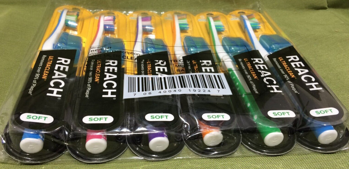 Reach Ultraclean Soft Bristle Toothbrush Set with Protective Caps — Pack of 6