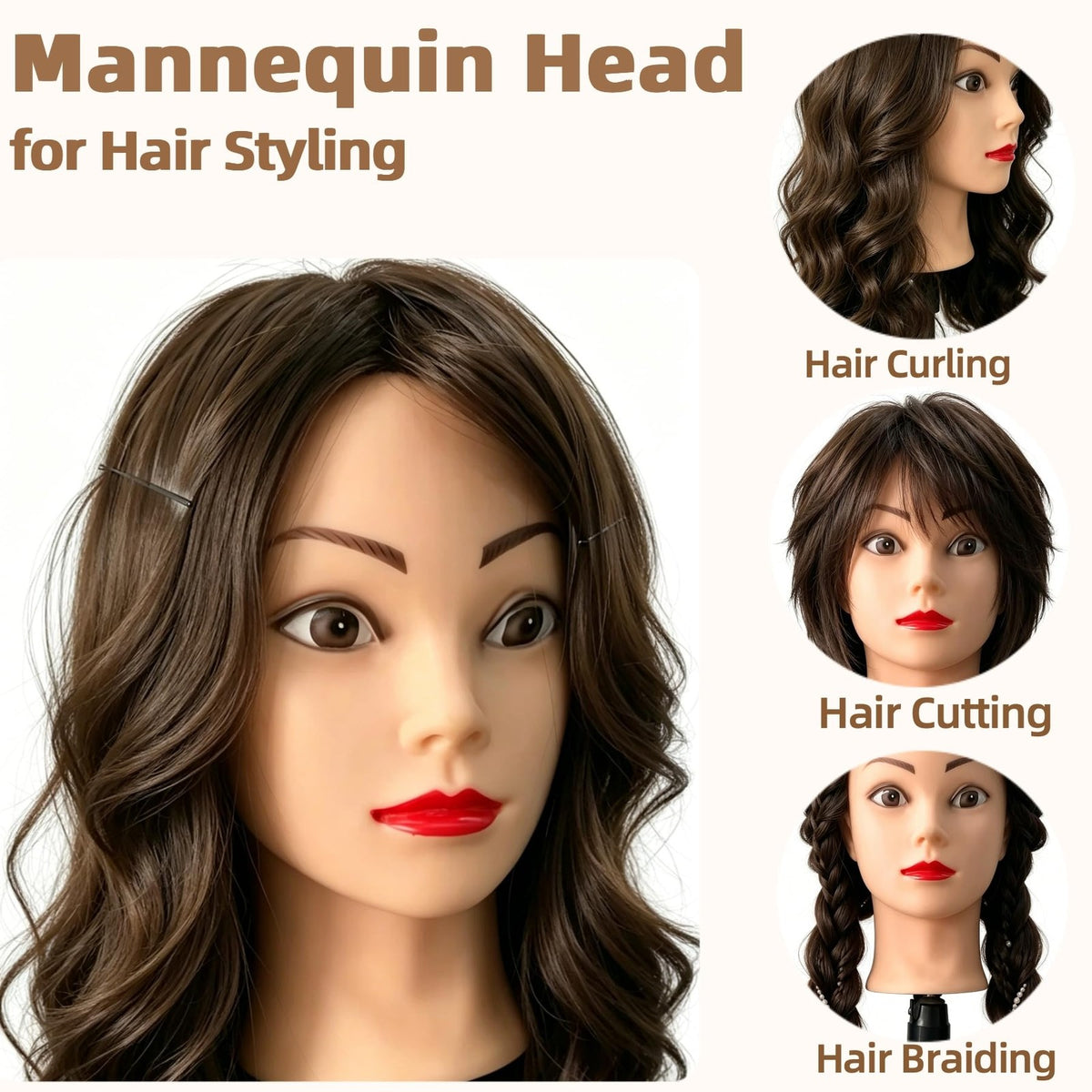Mannequin Head for Cosmetology Practice 28-Inch Synthetic Hair Styling