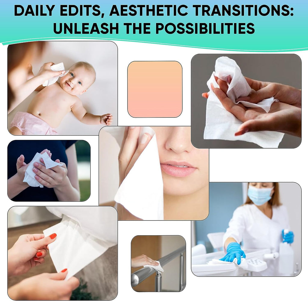 Hypoallergenic Cotton Aesthetic Wipes - 4x4 Inch, 200 Pack for Skin Care