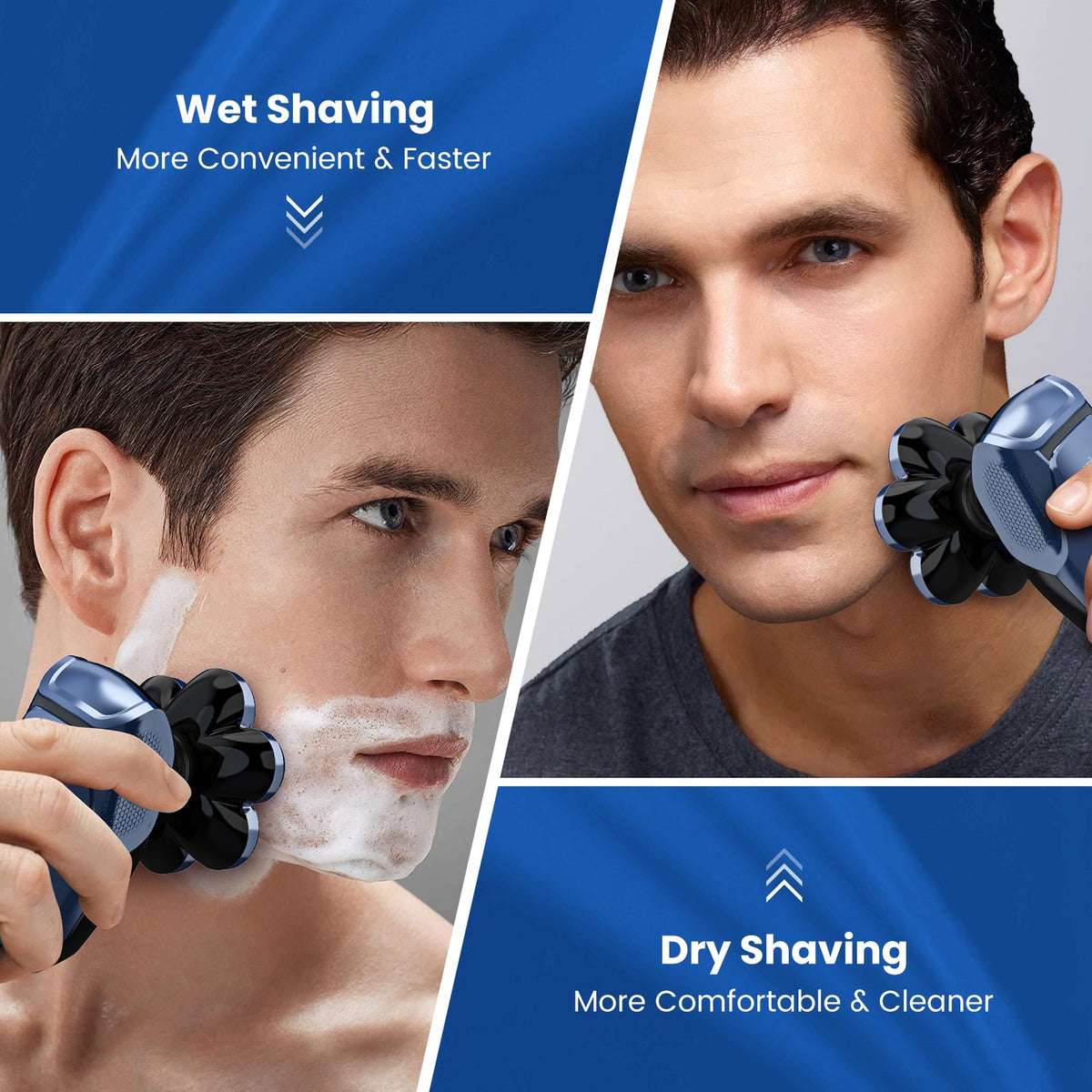 7D Rotary Electric Shaver for Men - Cordless Waterproof Bald Head Razor & Trimmer