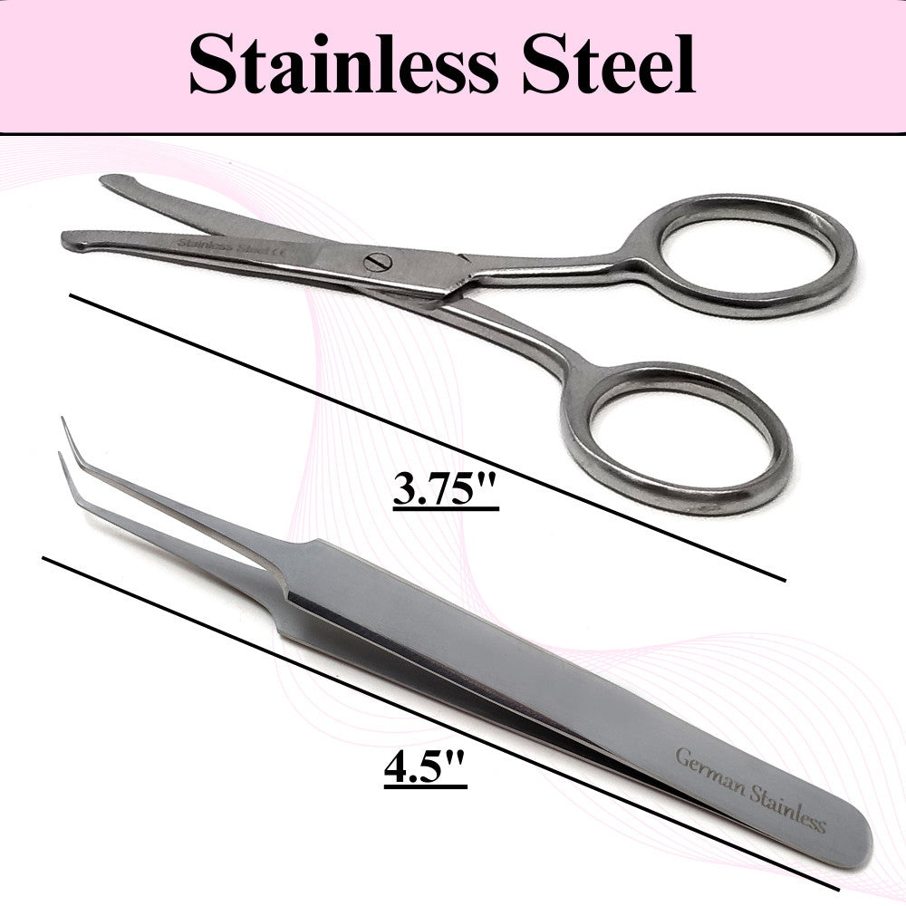 Facial Hair & Eyebrow Grooming Scissors Tweezers Set of 2