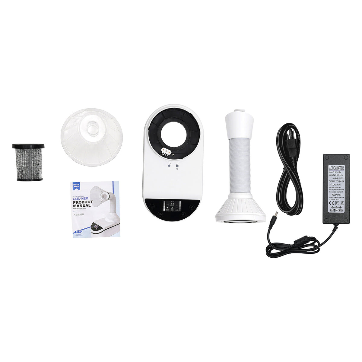 230W Tabletop Nail Dust Collector with 360° Rotating Hose & Filter