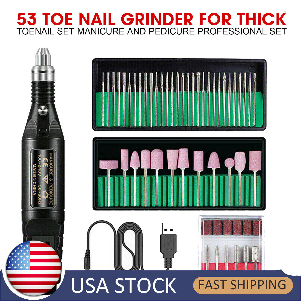 Electric Nail Grinder for Thick Toenails Self-Use Manicure Pedicure Set