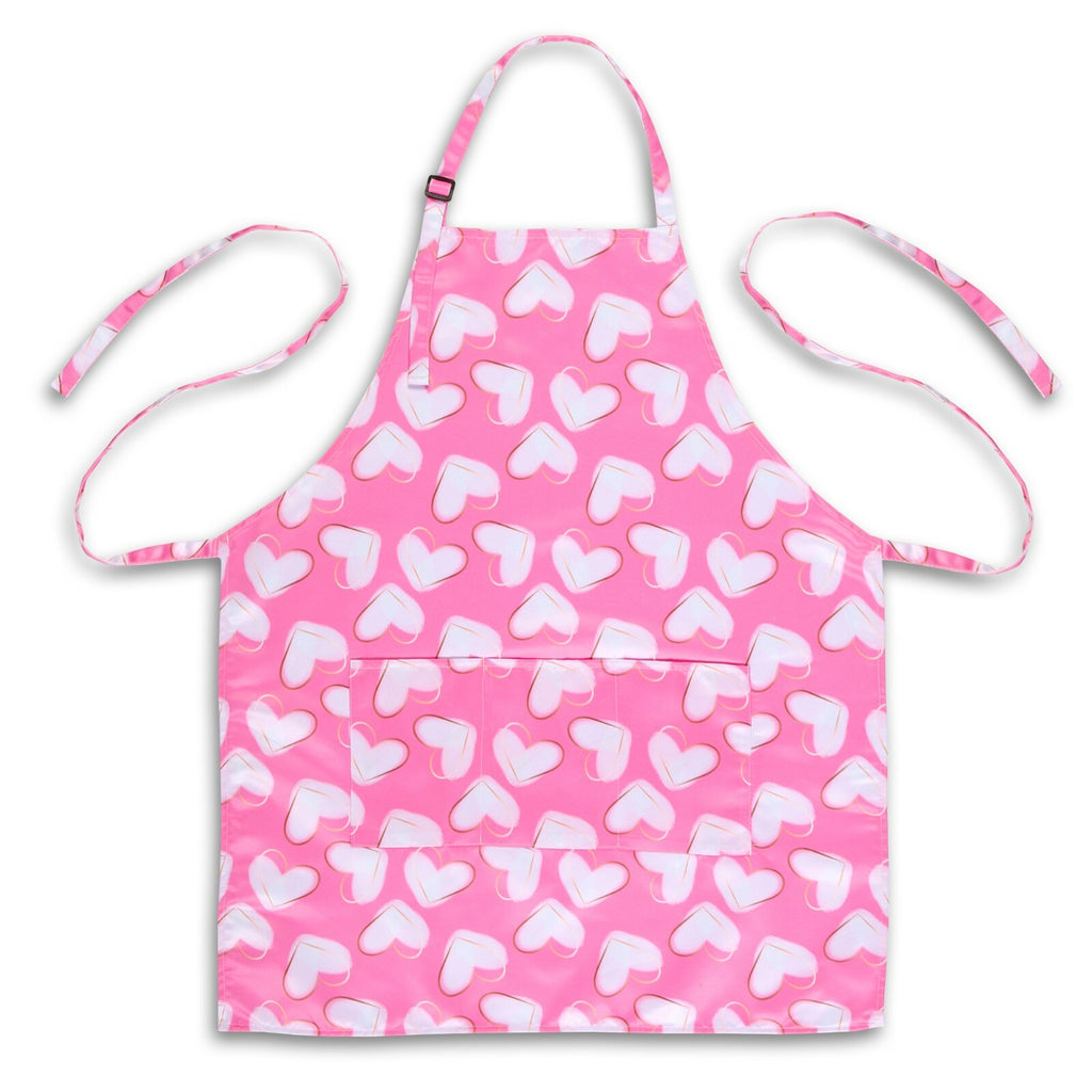 Pink Heart Bib Apron Waterproof Bleach Proof for Hairdressers & Food Service