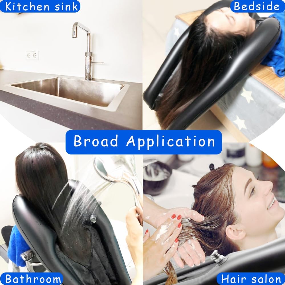 Inflatable Portable Shampoo Bowl for Bedside Hair Washing - Soft PVC, Lightweight