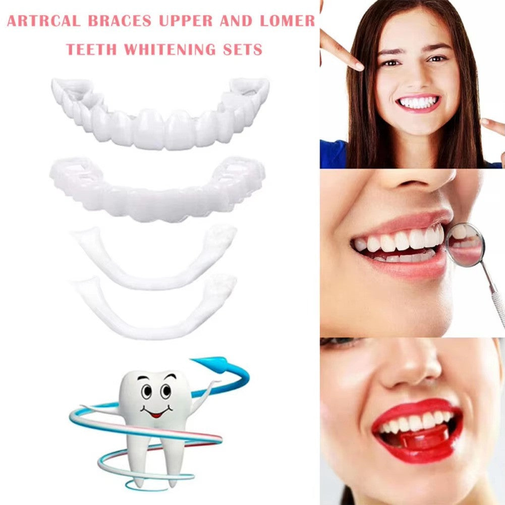 Snap-On Upper and Lower Dental Veneers Set - False Teeth Cover Silicone
