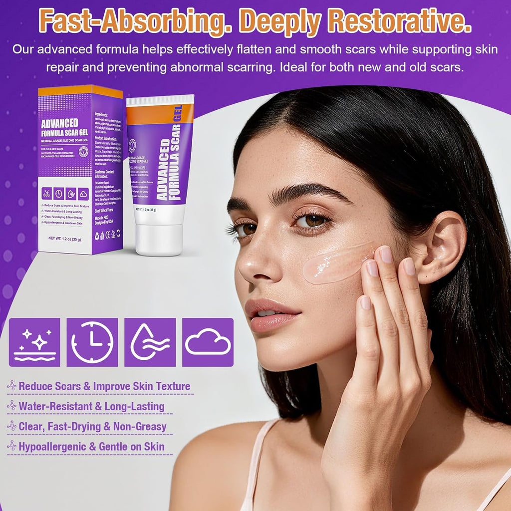 Silicone Scar Gel for Keloid & Surgical Scar Removal - Acne & Burn Marks Treatment
