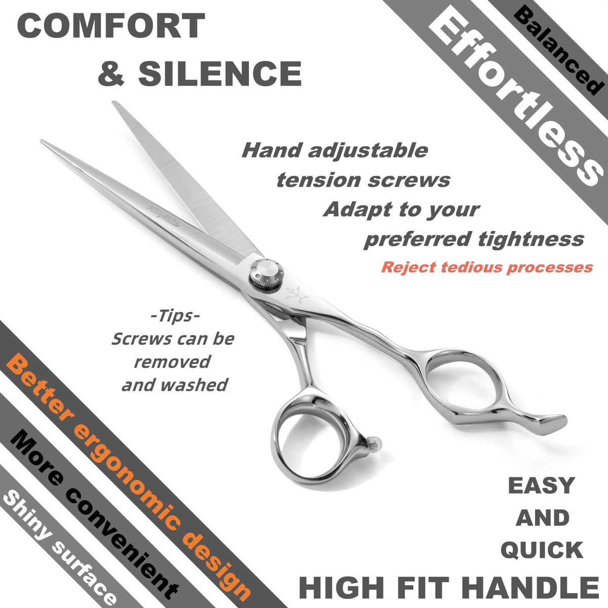 Professional Hair Cutting Scissors - Sharp Stainless Steel Barber Shears