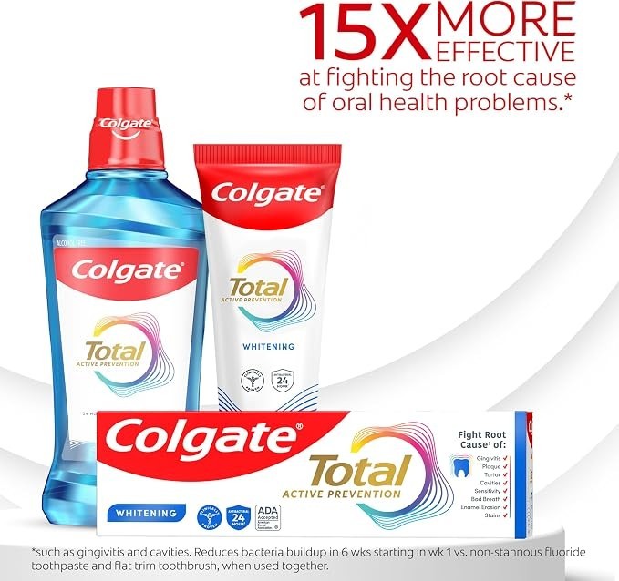 Total Whitening Fluoride Toothpaste Mint 2 Pack - Helps Prevent Cavities and Gingivitis