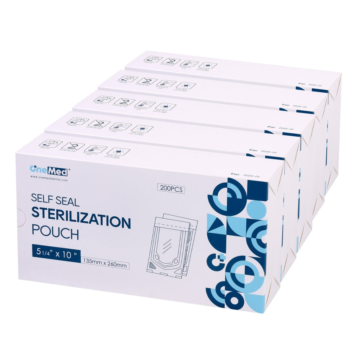 Self-Sealing Sterilization Pouches 5.25 x 10 in for Medical, Dental, Tattoo - 1000 pcs