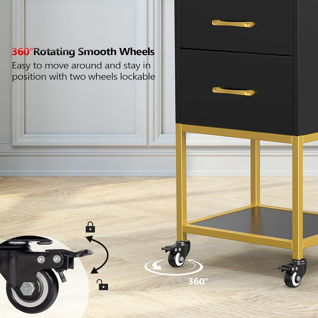 Salon Trolley Cart with 3 Drawers and Heat-Resistant Tool Holders for Stylists