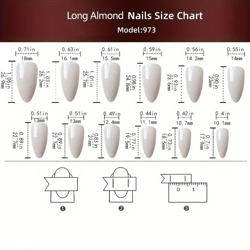48pcs Almond Press On Nails Brown Marble Tortoise Shell Stylish Nail Art
