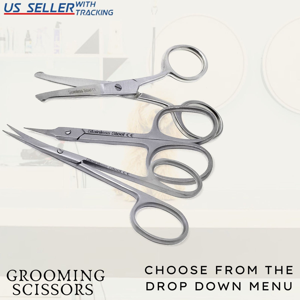 Professional Nail & Cuticle Scissors Set of Three - Manicure Grooming Tools