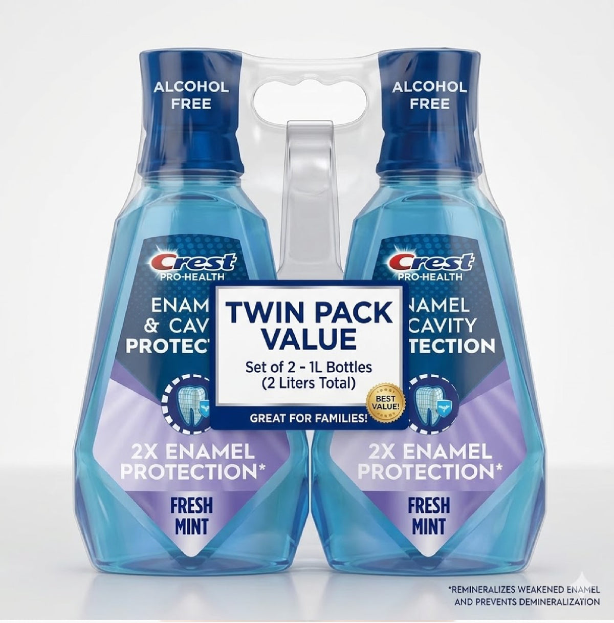 Crest Pro-Health Enamel & Cavity Mouthwash - Alcohol-Free Mint 33.8 fl oz (2 Pack)