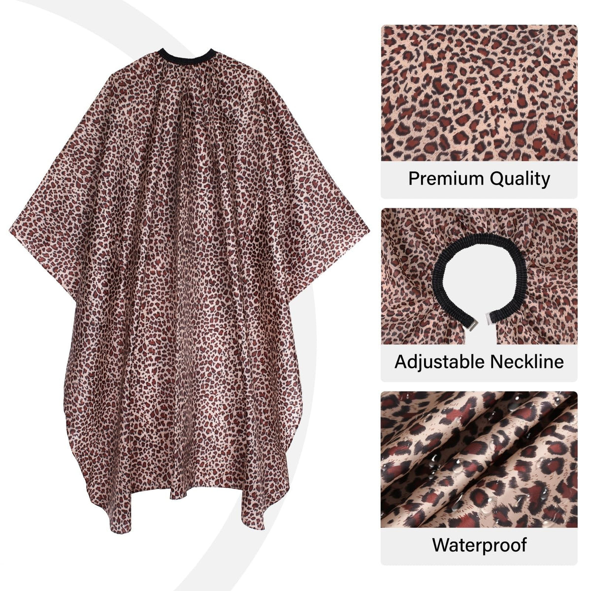 Waterproof Leopard Hair Cutting Cape 64x56 Inch Salon Cover with Adjustable Neck