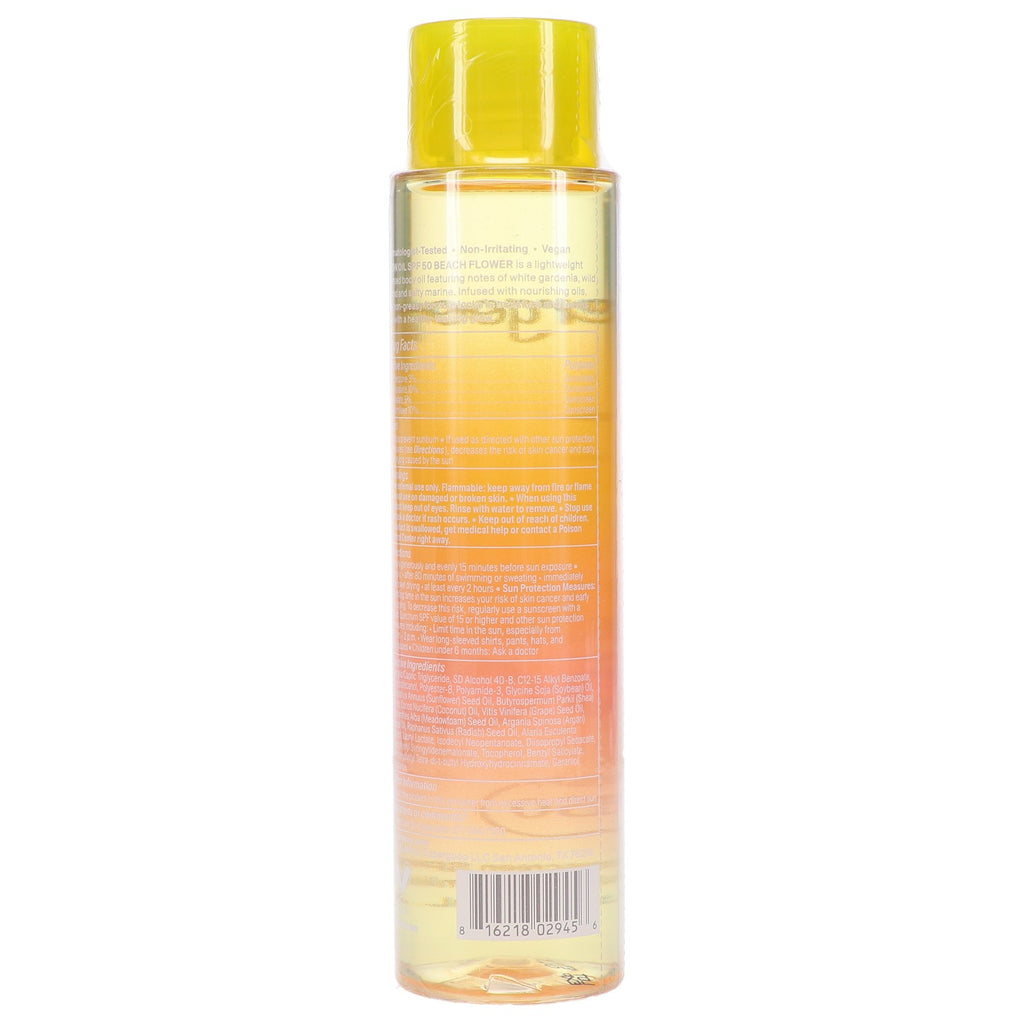 SPF 50 Body Oil with Sun-Kissed Glow - Beach Flower Scent, 5 oz