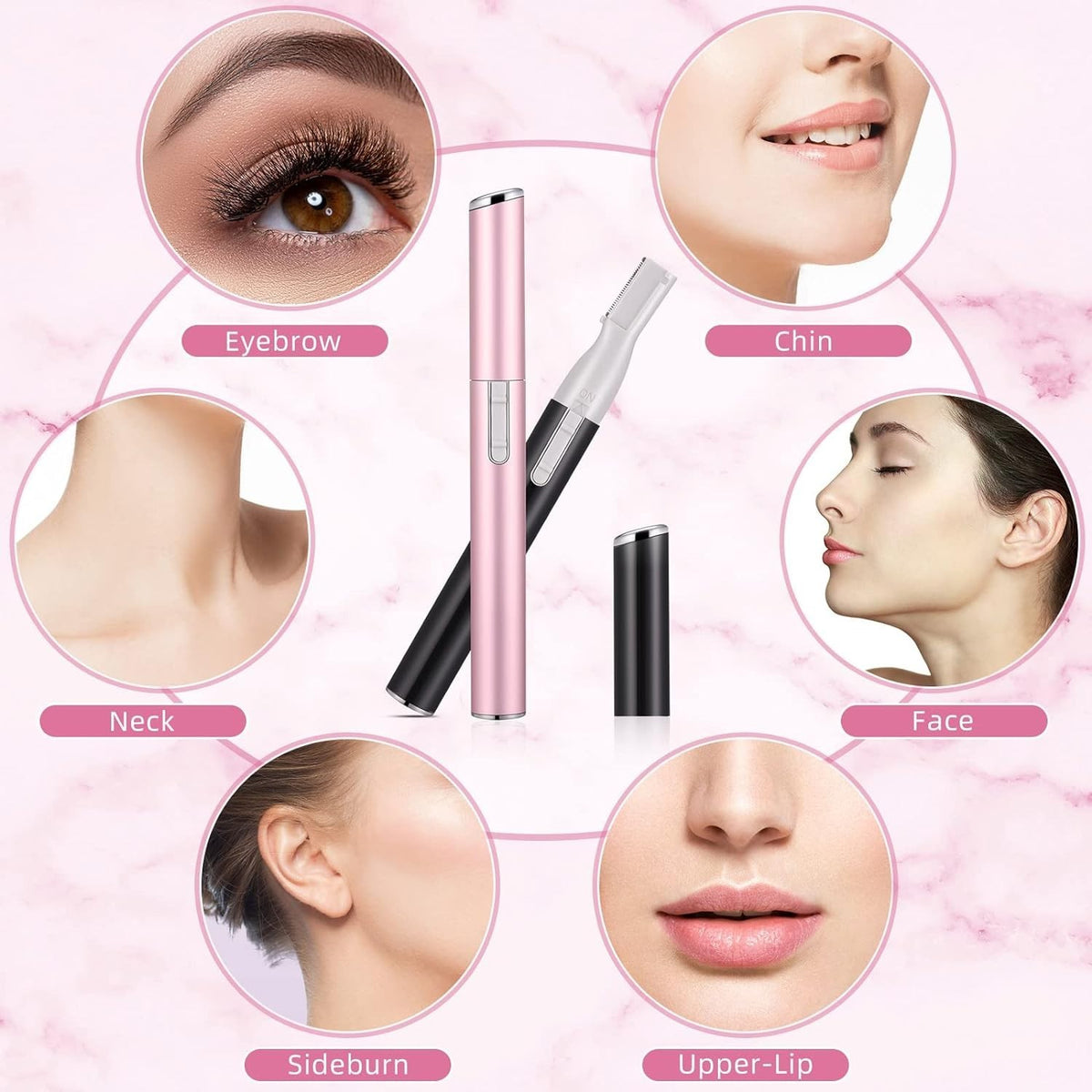 Electric Eyebrow Trimmer with Adjustable Comb - Mini Facial & Lip Groomer