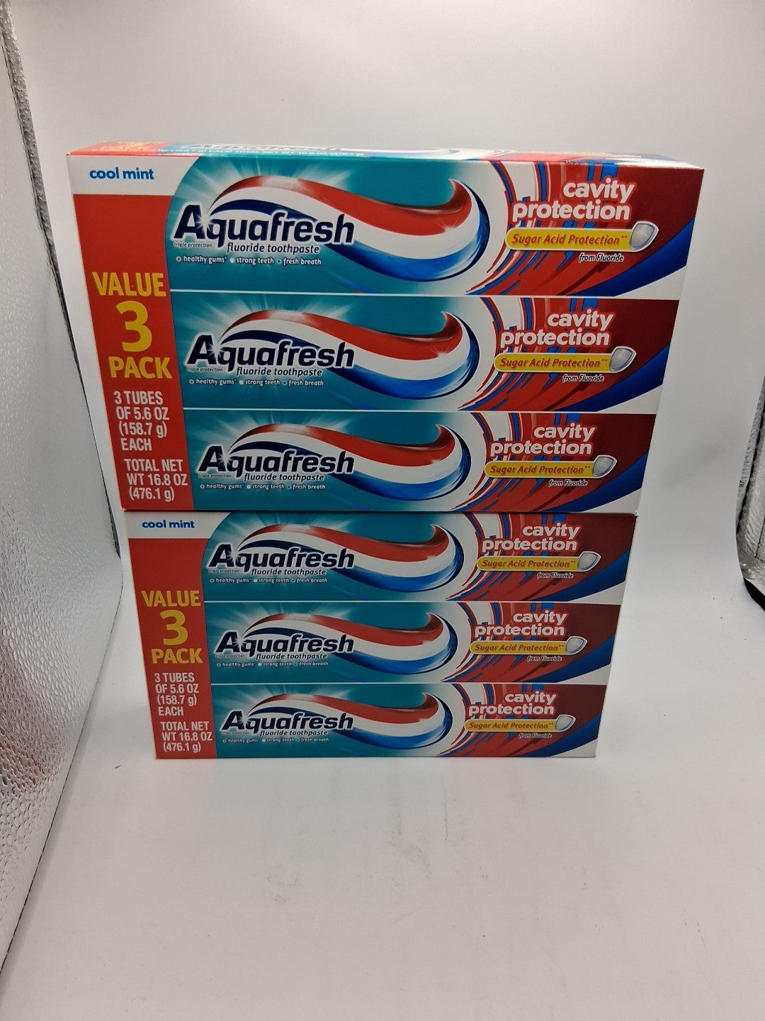 Aqua Fresh Cool Mint Fluoride Toothpaste - Cavity Protection, 6 Tubes