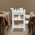 Salon Trolley Cart with 3 Tiers and 2 Garbage Baskets - Rolling Beauty Storage Station