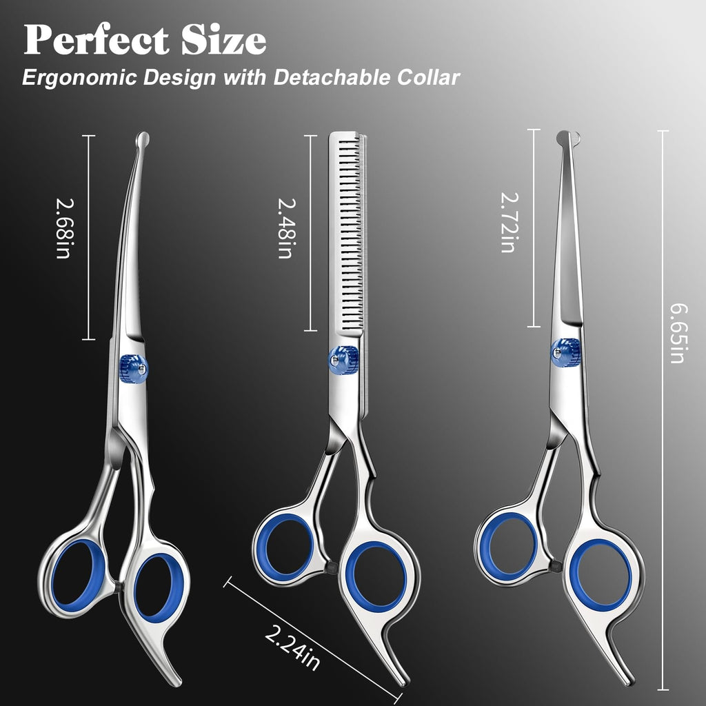 4-in-1 Pet Grooming Scissors Kit with Round Tips for Dogs and Cats