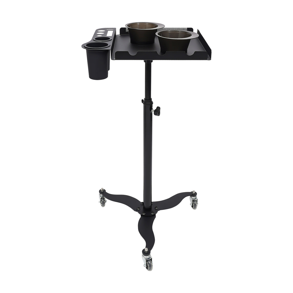 Mobile Salon Hairdressing Cart with 2 Bowls & Rolling Service Tray, Stainless Steel