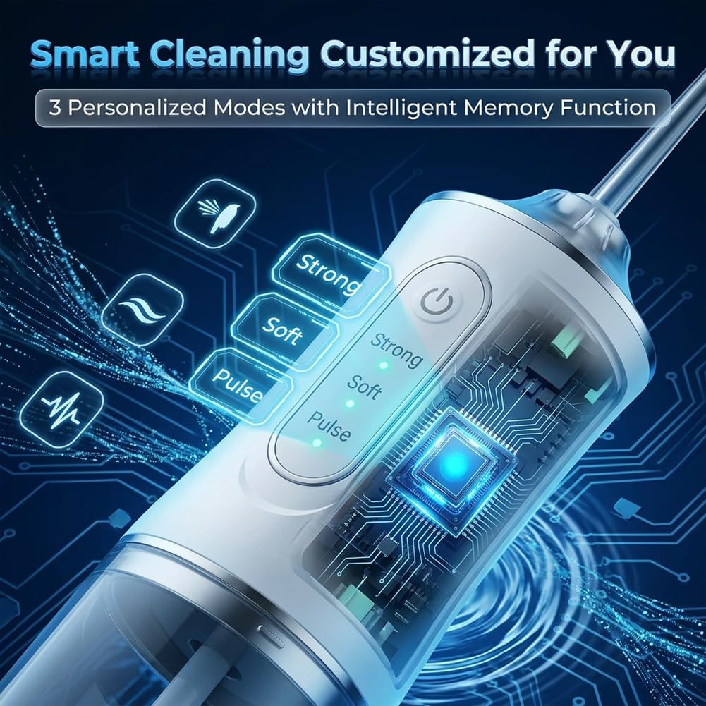 Electric Water Flosser Cordless Oral Irrigator with 4 Tips and USB Rechargeable