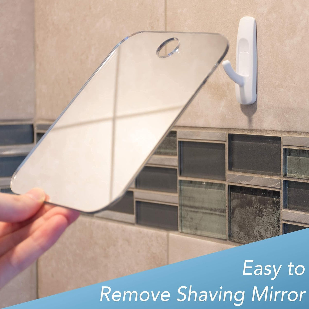 Fogless Shower Mirror for Shaving & Grooming - Wall Mount, Silver