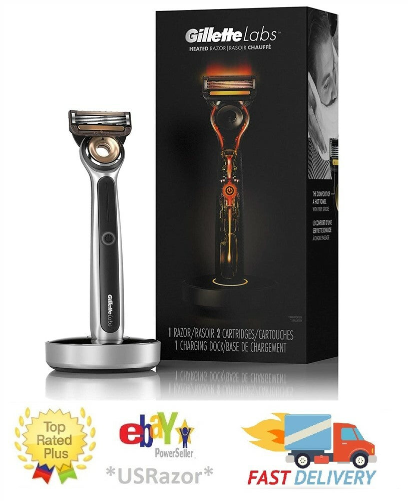 Heated Razor Starter Kit with Handle, Blade Refills, Charging Dock - Waterproof