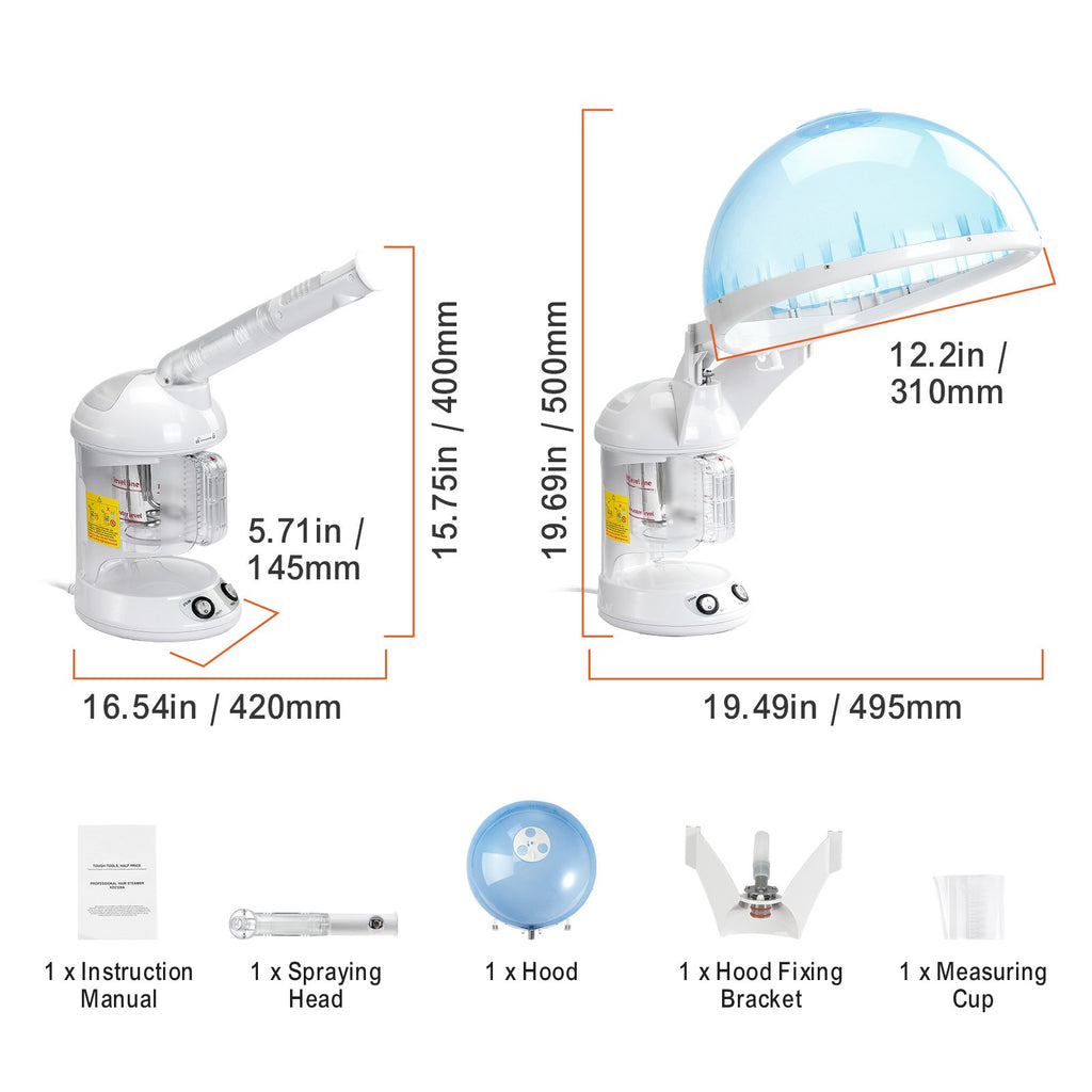 2-in-1 Hair & Facial Steamer with Bonnet Hood - Professional & Home Use