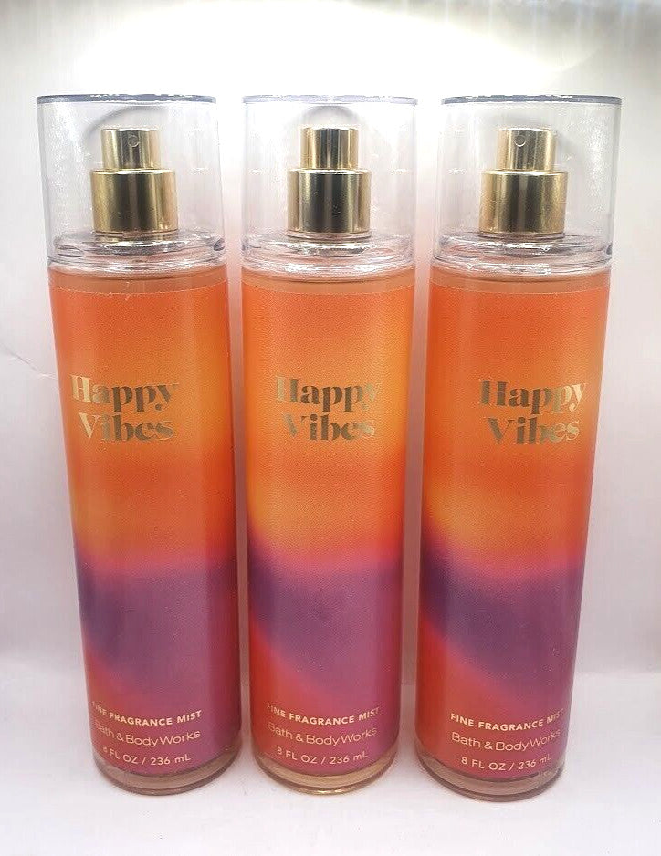 Bath & Body Works Happy Vibes Body Mist Set - 8 Fl Oz, Refreshing Fragrance, Pack of 3