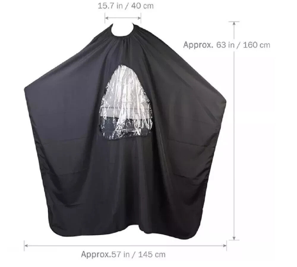 Professional Barber Hair Cutting Cape with Viewing Window - Salon Styling Drape