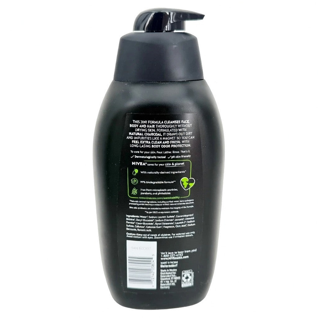 Men’s Charcoal Body Wash 30oz - 3 Pack, Deep Cleansing, Natural Ingredients
