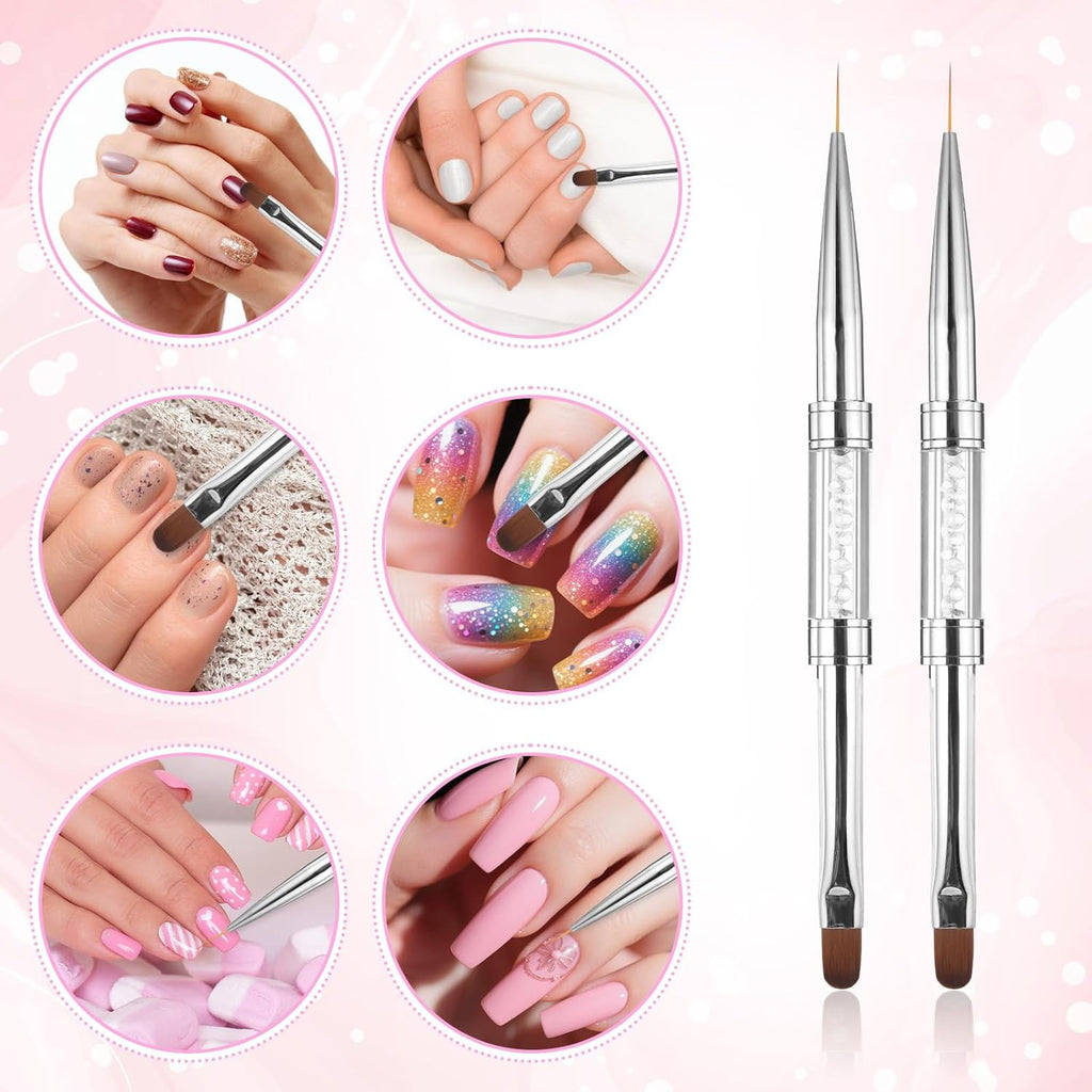 Double-Ended Nail Art Brush Set for Gel and French Tips - Professional Manicure Tools
