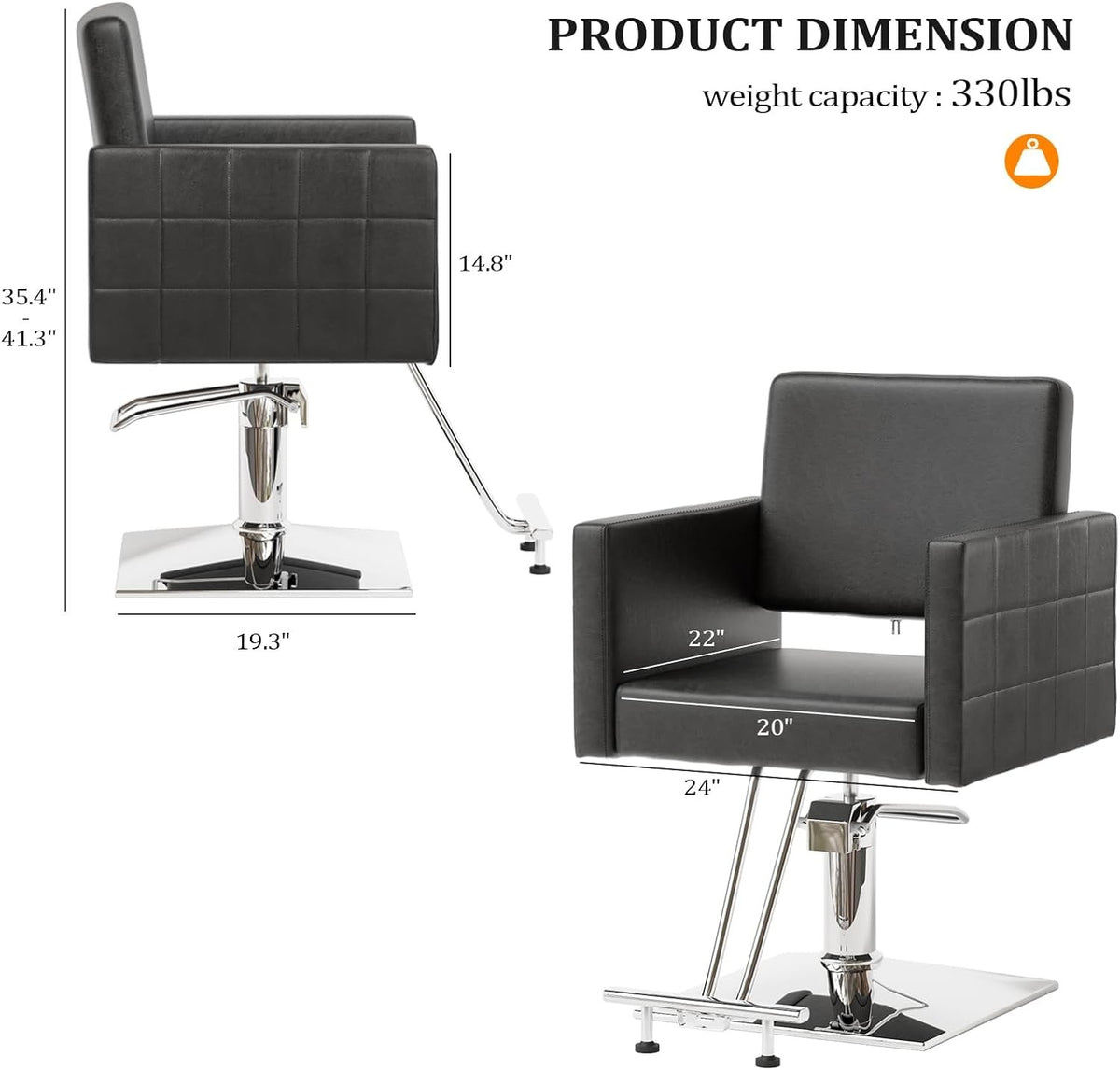 Hydraulic Barber Chair Salon Chair with Footrest, Swivel, Black