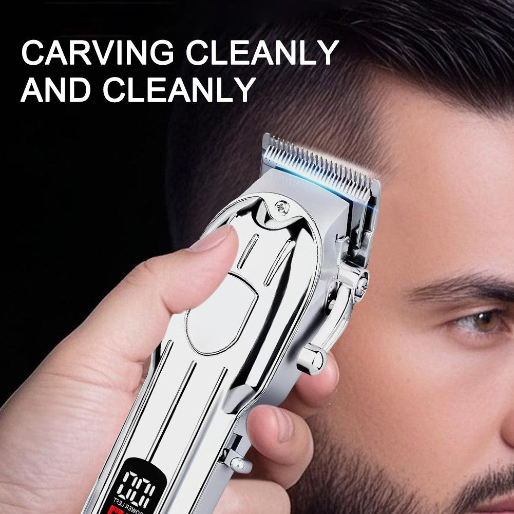 Rechargeable Hair Clippers Kit with Adjustable Blades and Metal Body