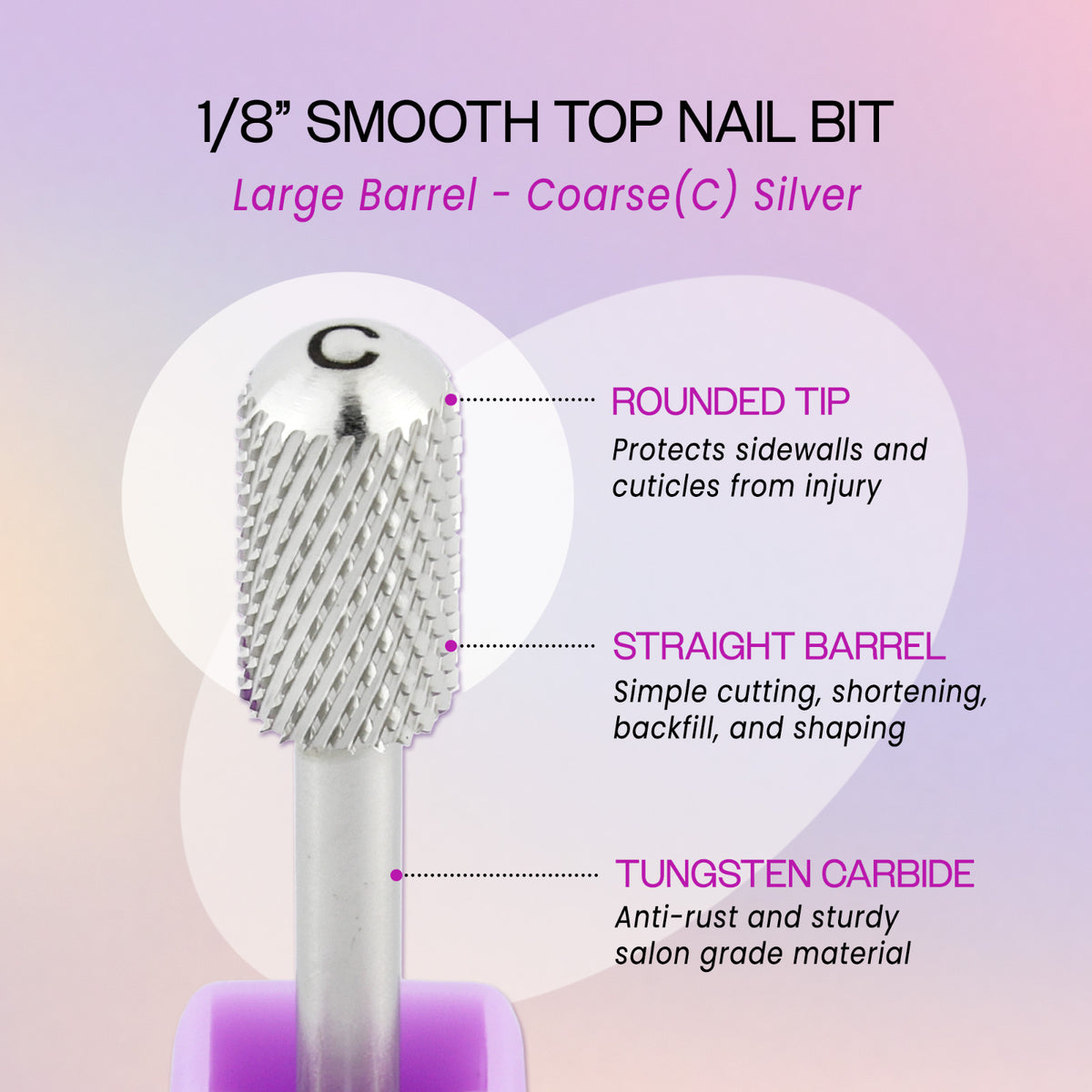 1/8 Inch Shank Nail Carbide Bit - Large Barrel Nail Drill Bit for Shaping & Removal