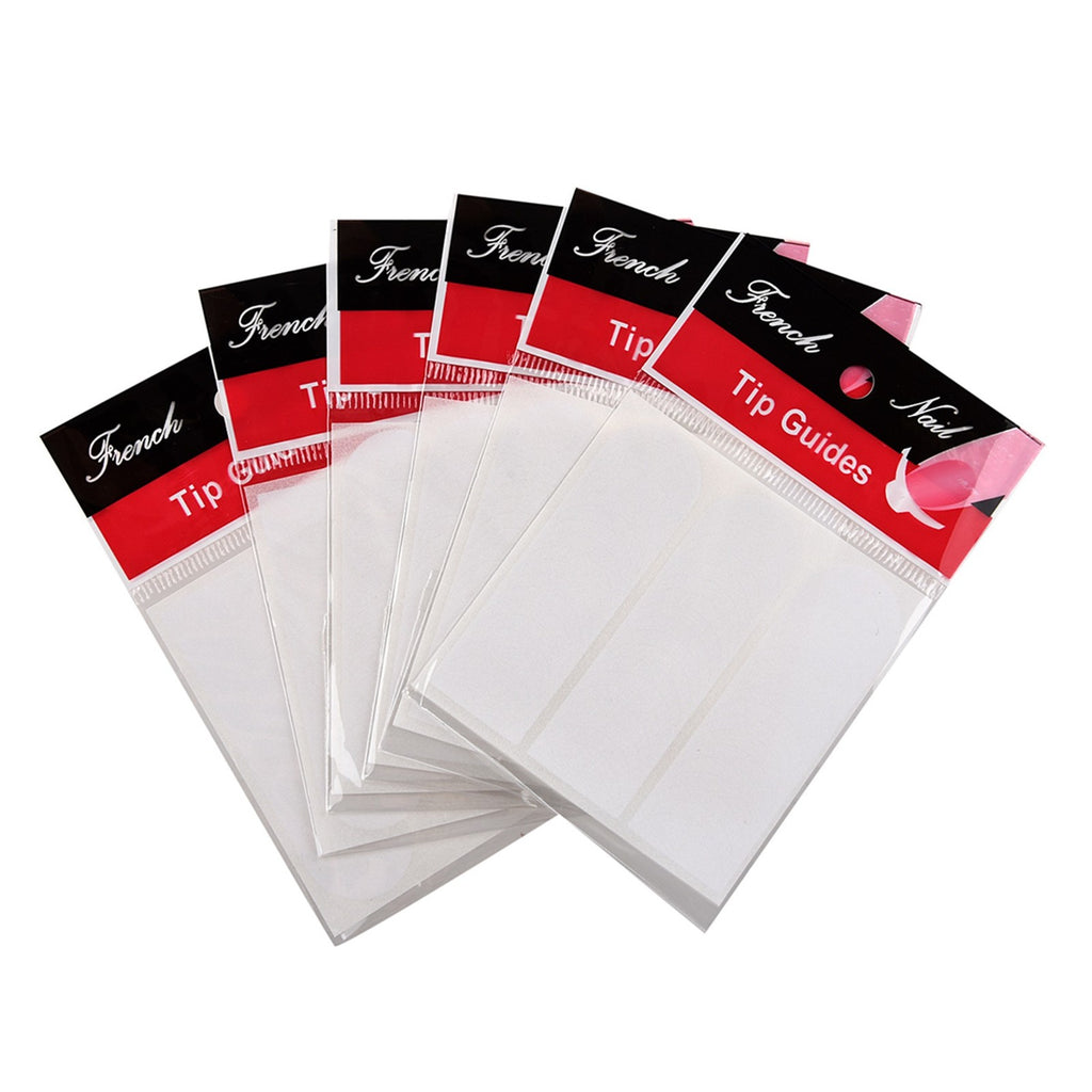 12 Pack French Manicure Nail Tip Guides Stickers - White Plastic, Rounded Edges