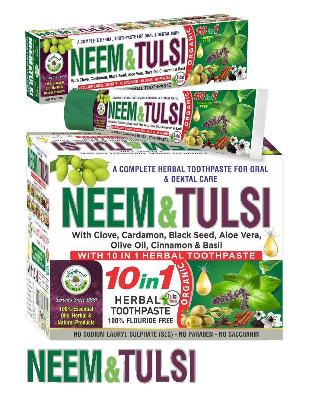 Organic Neem & Tulsi Herbal Toothpaste - Fluoride-Free Natural Oral Care