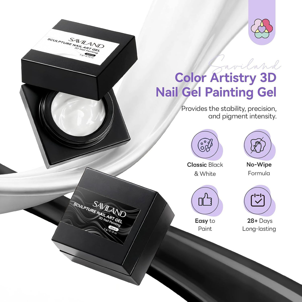 3D Sculpting Gel for Nail Art - Black & White Micro Sculpture