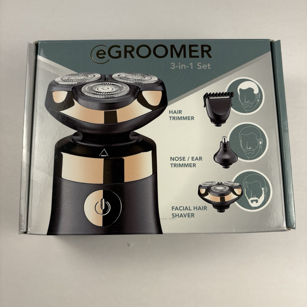 3-in-1 Facial Hair Grooming Set with Shaver and Trimmer - Gold