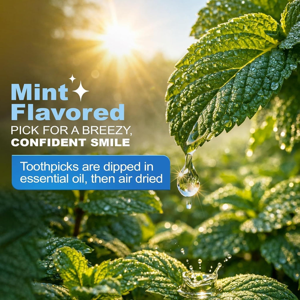 Mint Dental Picks for Plaque Removal - Wooden Toothpicks for Oral Hygiene