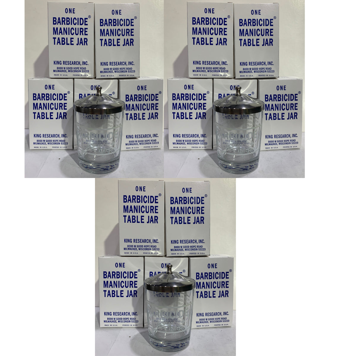15 Pack Glass Disinfecting Jars for Manicure Tables - Salon Sanitizing Equipment