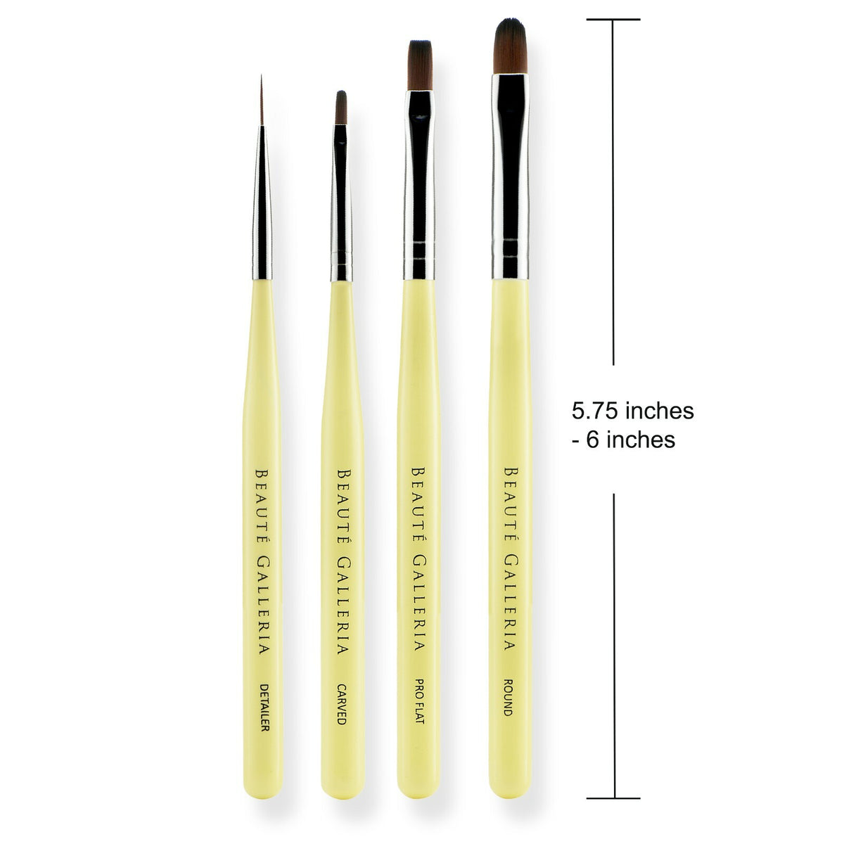 UV Gel Nail Art Brush Set - 4pcs Striping, Detailer, Builder & Sculpting Brushes