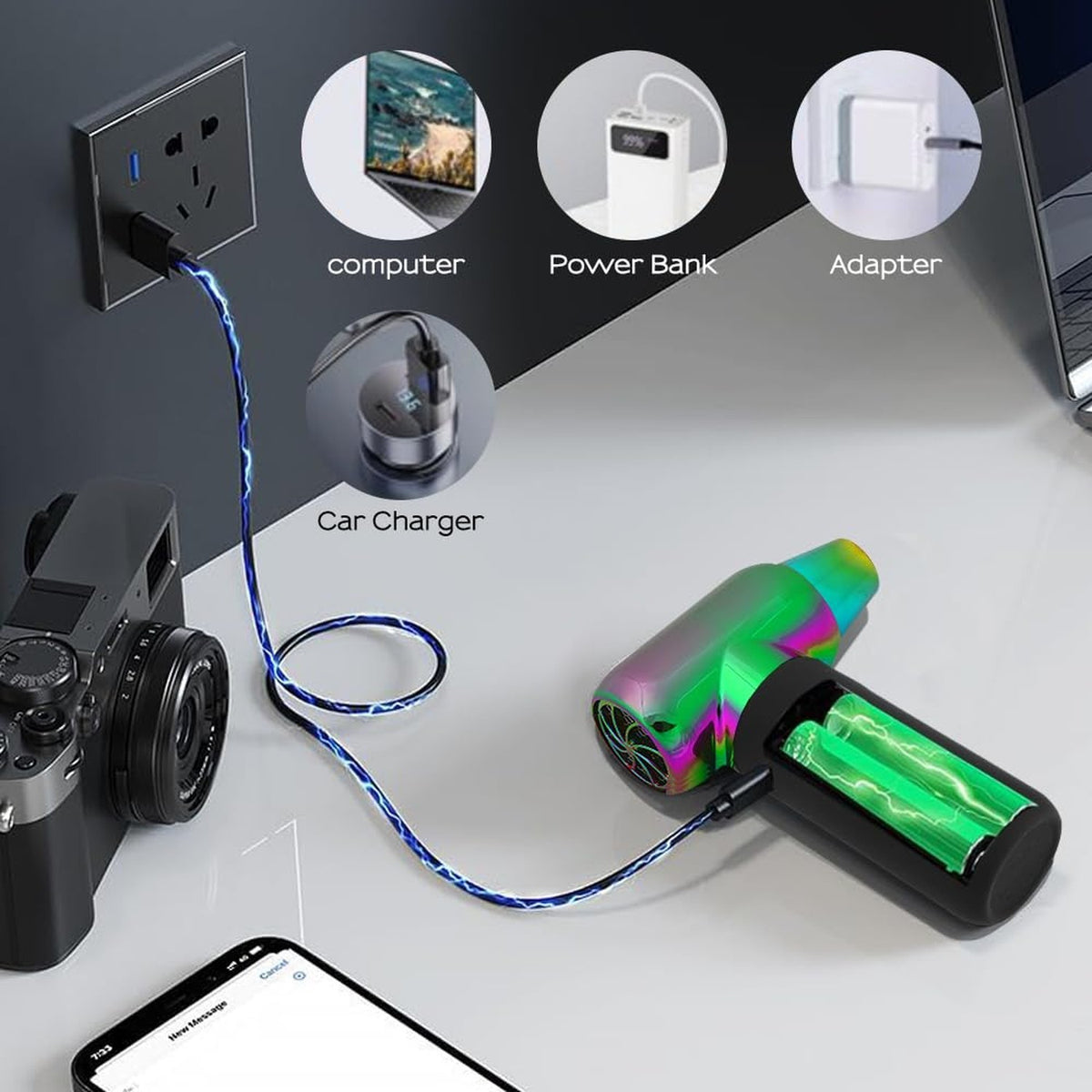 Mini Portable Electric Air Duster for Hair & Electronics Cleaning