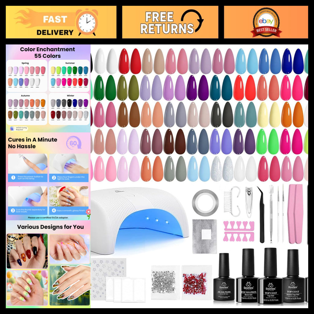 80 Colors Gel Nail Polish Kit with UV Light - Manicure Set & Nail Art Tools