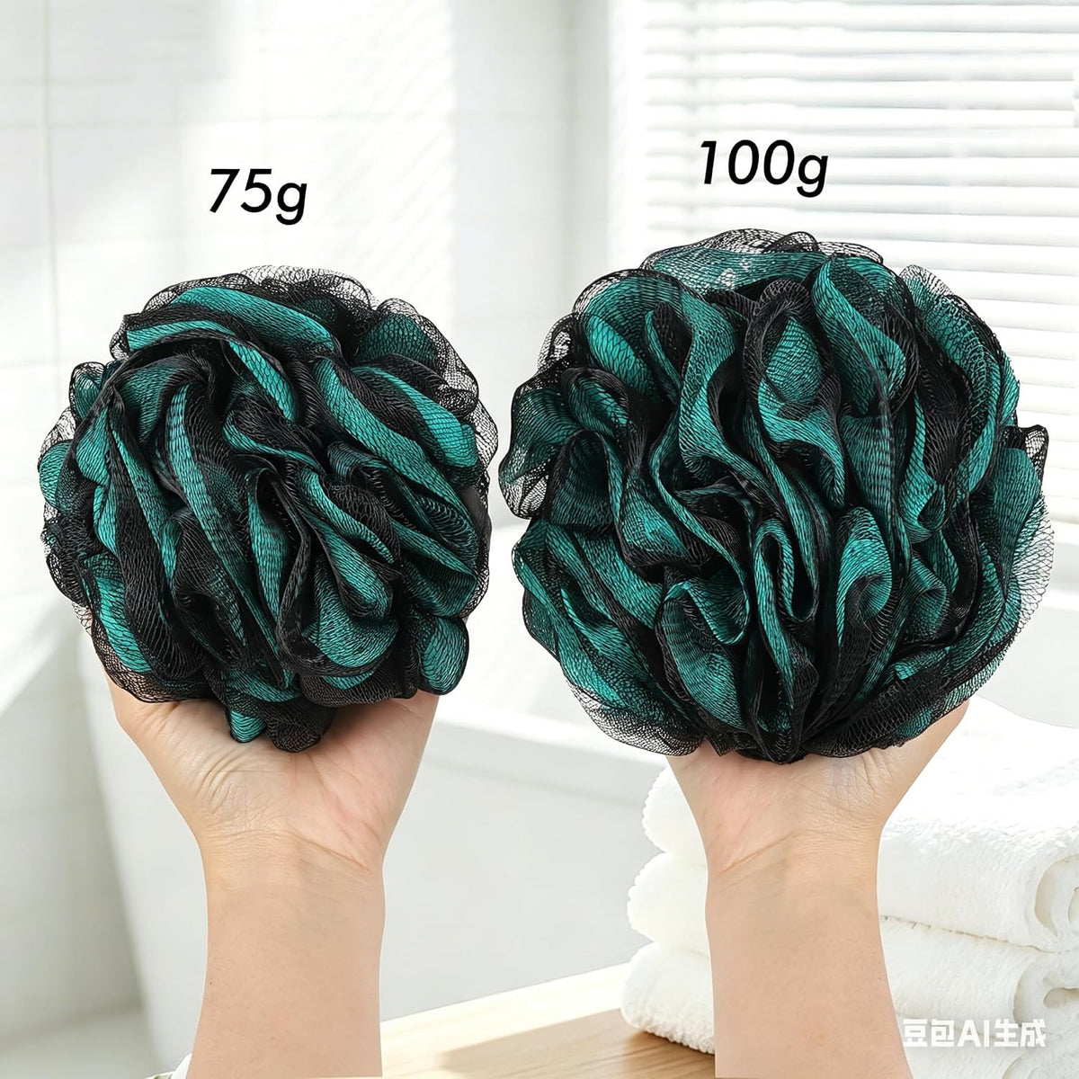 Extra Large Bath Loofah Sponge Set of 6 - Exfoliating Mesh Poufs for Shower