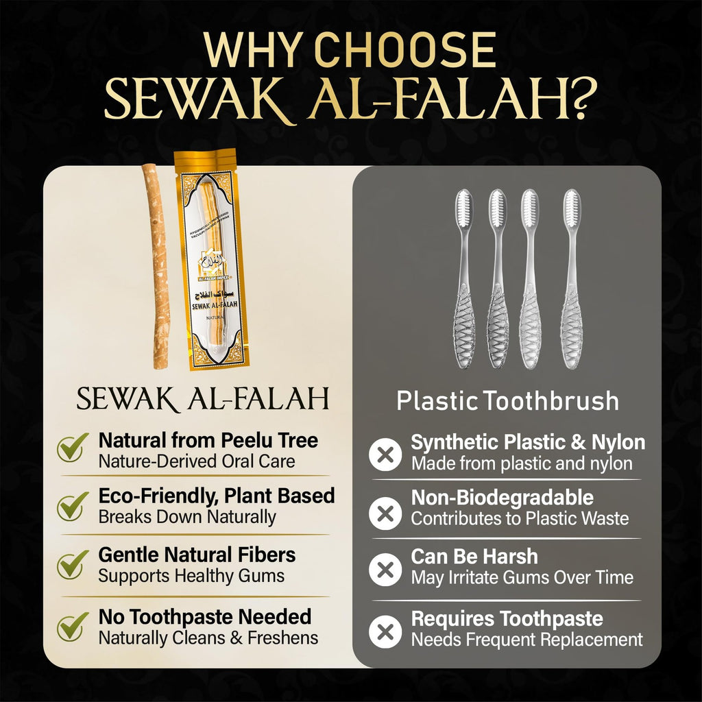 Natural Miswak Toothbrush for Adults - Traditional Oral Care
