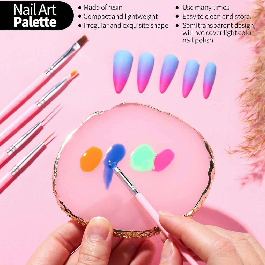 Nail Art Tools Kit with Brushes Dotting Tools & Palette for DIY Nails