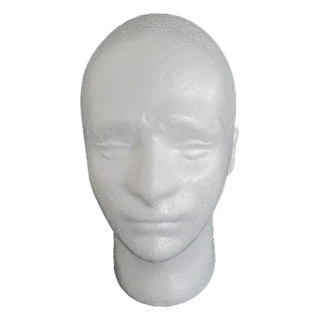 Male Foam Mannequin Head for Wig, Hat & Accessory Display - Light, Reusable